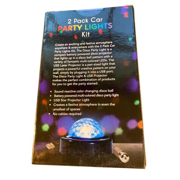 2 Pack Car Party Lights Kit USB Powered Disco Ball & Star Projector Light Sound - Picture 4 of 7